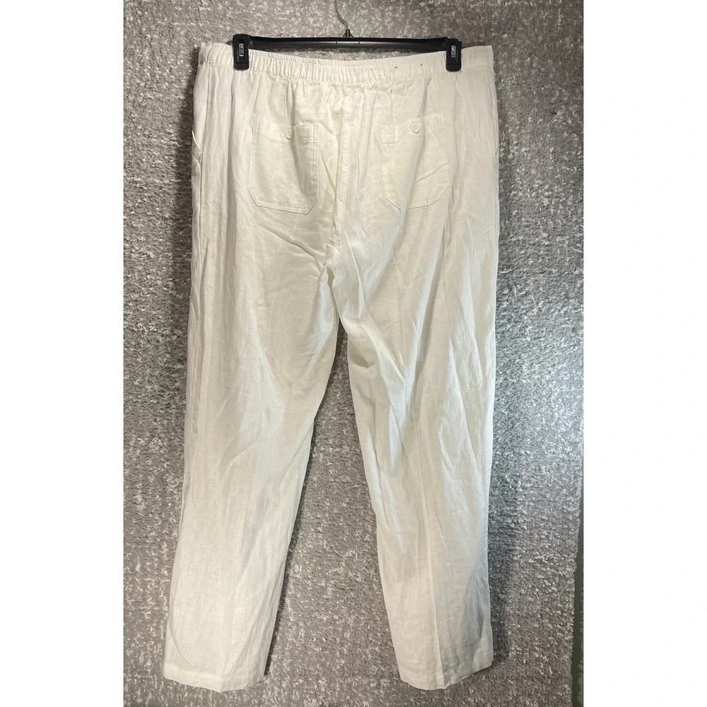 Visitor Linen Blend White Pants XXL Beach Coastal Vacation Resort